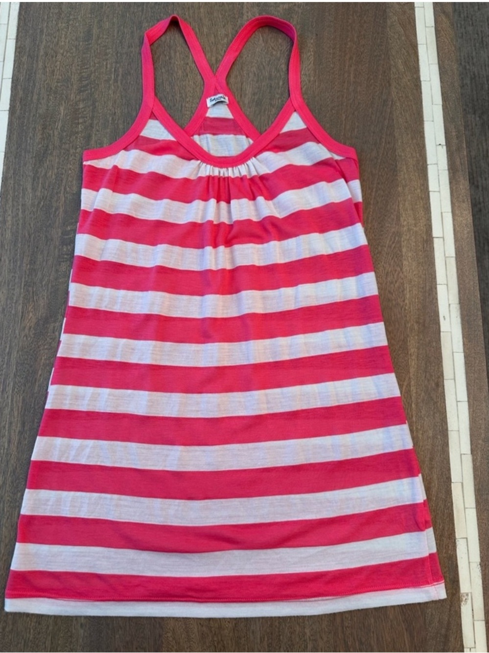 Splendid Pink White Striped Racerback Tank Top Longline Y2K Pima Cotton Small